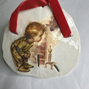 Vintage decorative sand‎ dollar shell Christmas ornament 4” diameter